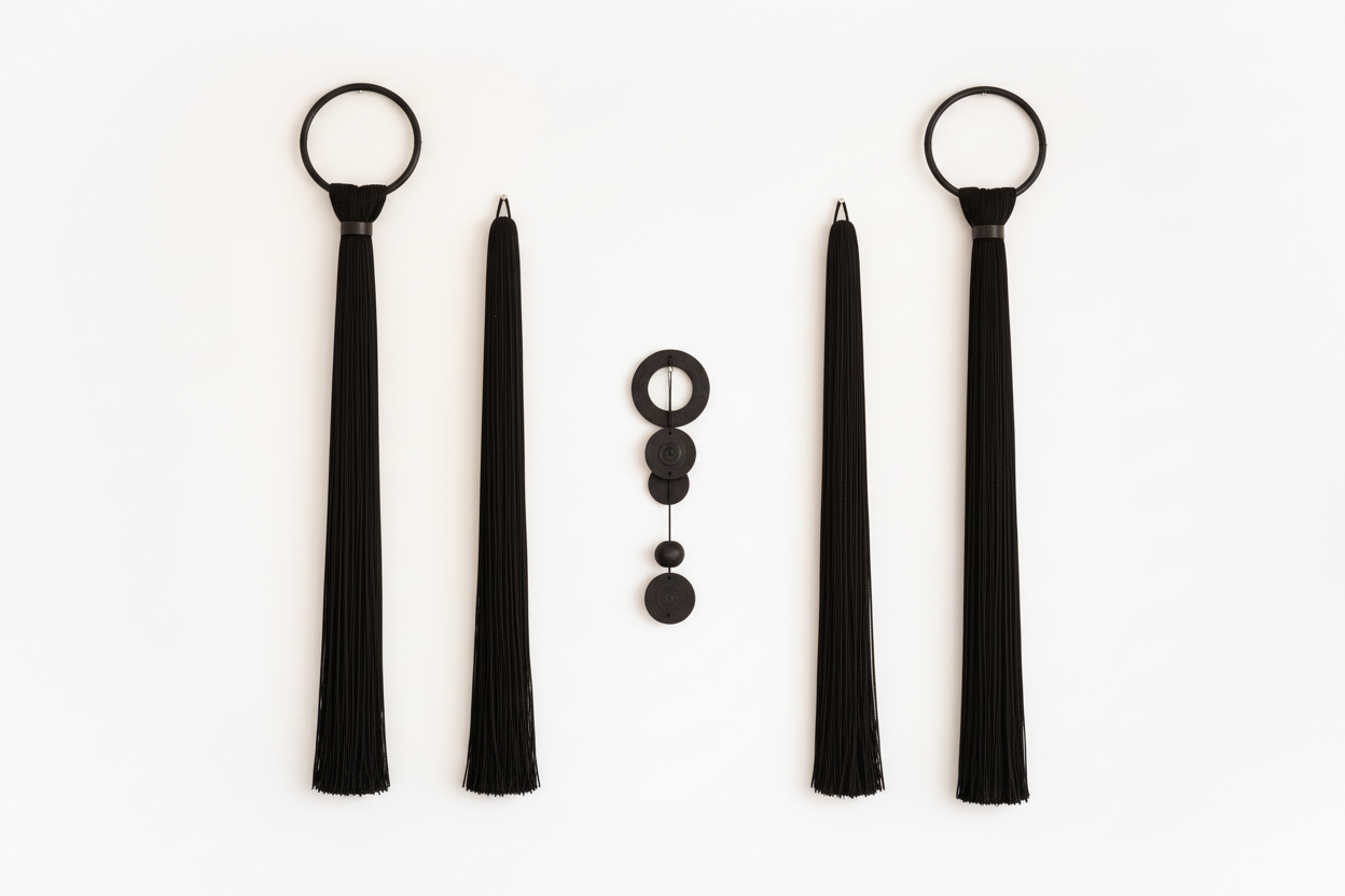 Siyah 5’li Duvar Dekoru – Boho & Japandi