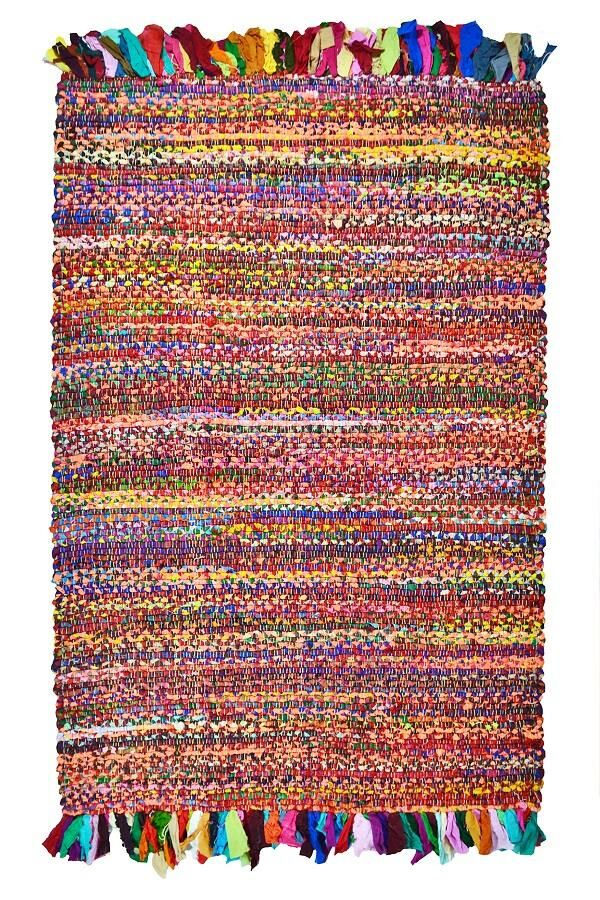 Jüt Örgü Halı – 120×180 cm (Püsküllü Renkli Model)