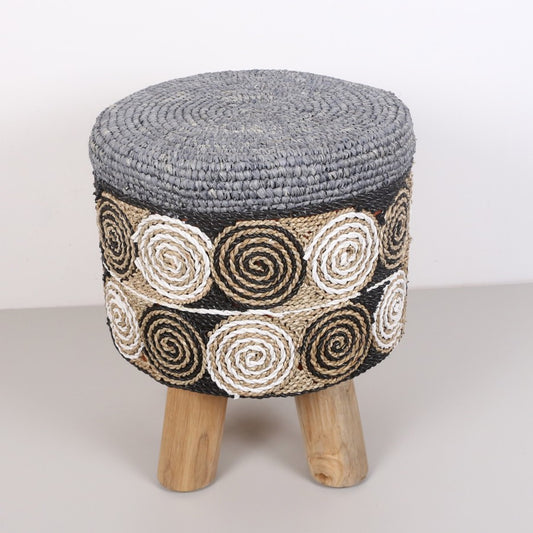 Zeus Puf – Doğal Teak Gövde 42×50 cm