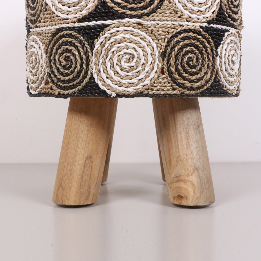 Zeus Puf – Doğal Teak Gövde 42×50 cm