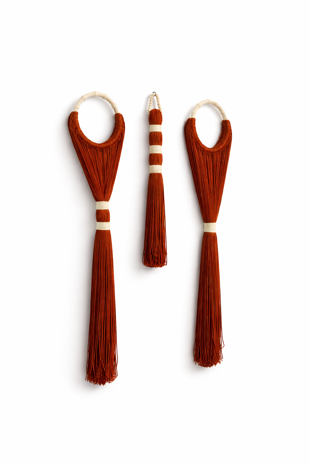 Trioa 3’lü Duvar Dekoru – Doğal İp & Ahşap Halka Kiremit