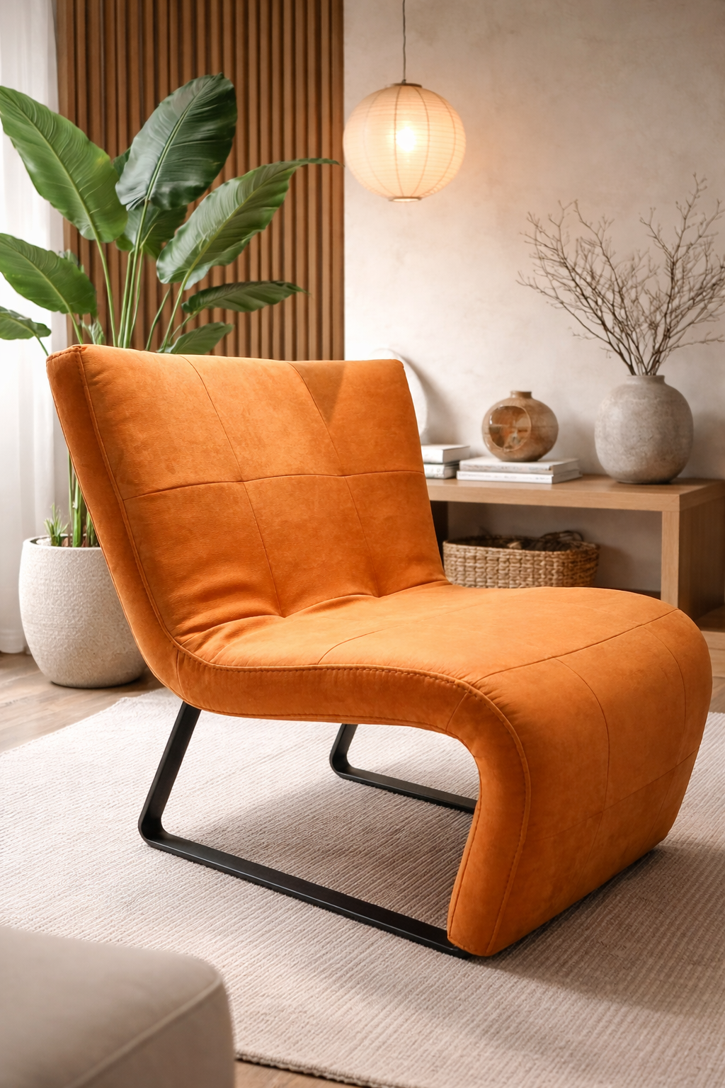S Berjer Modern Minimal Lounge Chair – Turuncu