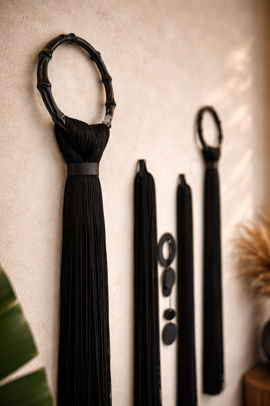 Siyah 5’li Duvar Dekoru – Boho & Japandi