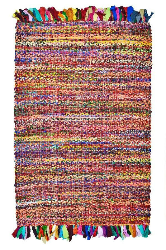 Jüt Örgü Halı – 120×180 cm (Püsküllü Renkli Model)