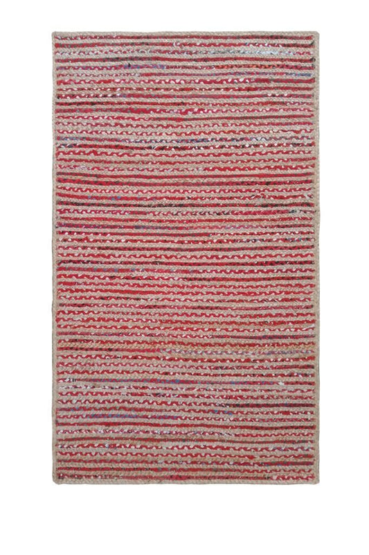 Doğal Jüt Halı – 120×180 cm (Kırmızı Desenli)