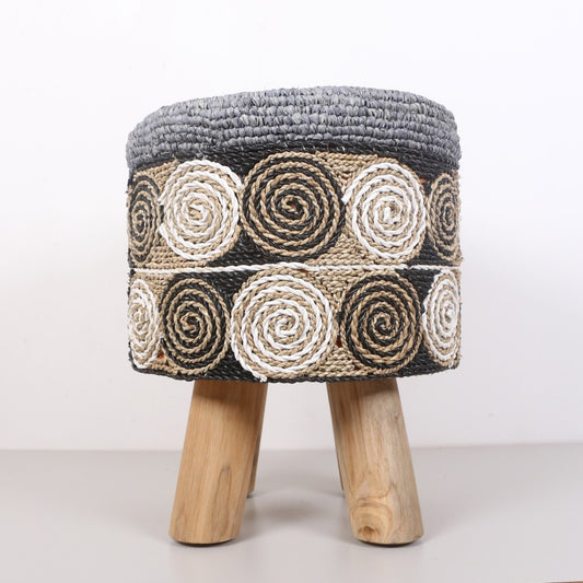 Zeus Puf – Doğal Teak Gövde 42×50 cm