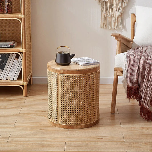 Boho Rattan Yan Sehpa